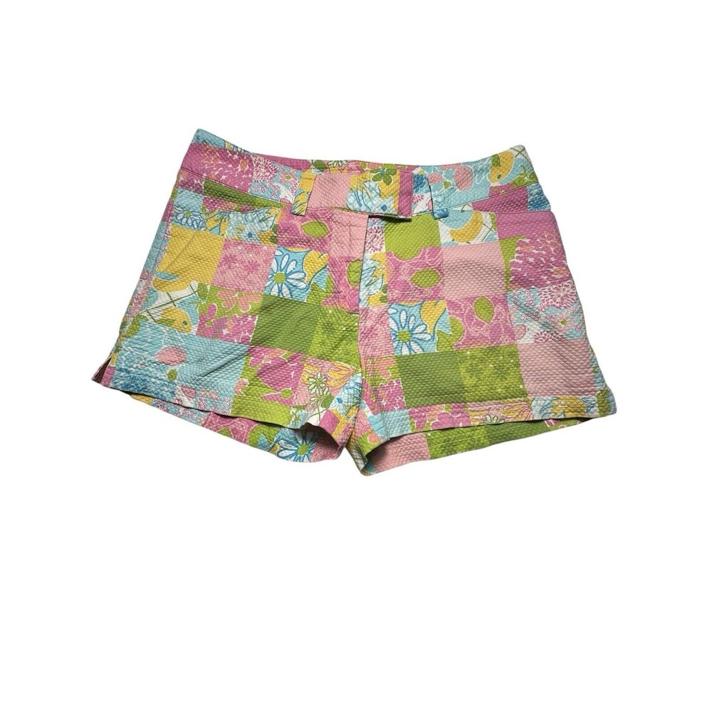 Vintage Lilly Pulitzer Size 6 Pastel Patchwork Mixed‎ Pattern Shorts #T8-5